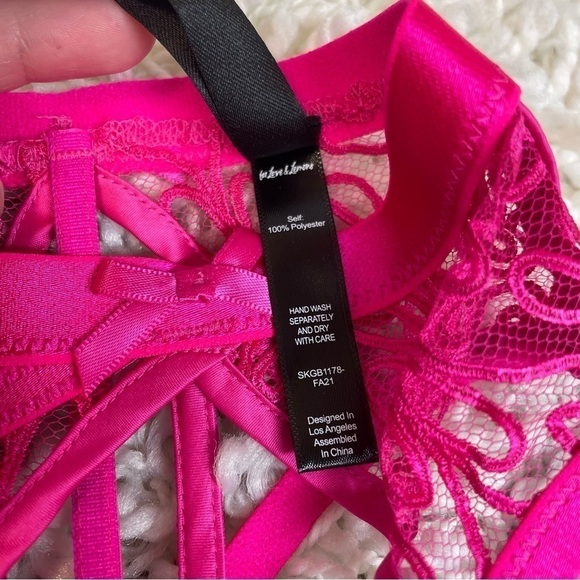 NWOT For Love & Lemons Soutache hot pink lace garter belt small - Picture 7 of 8